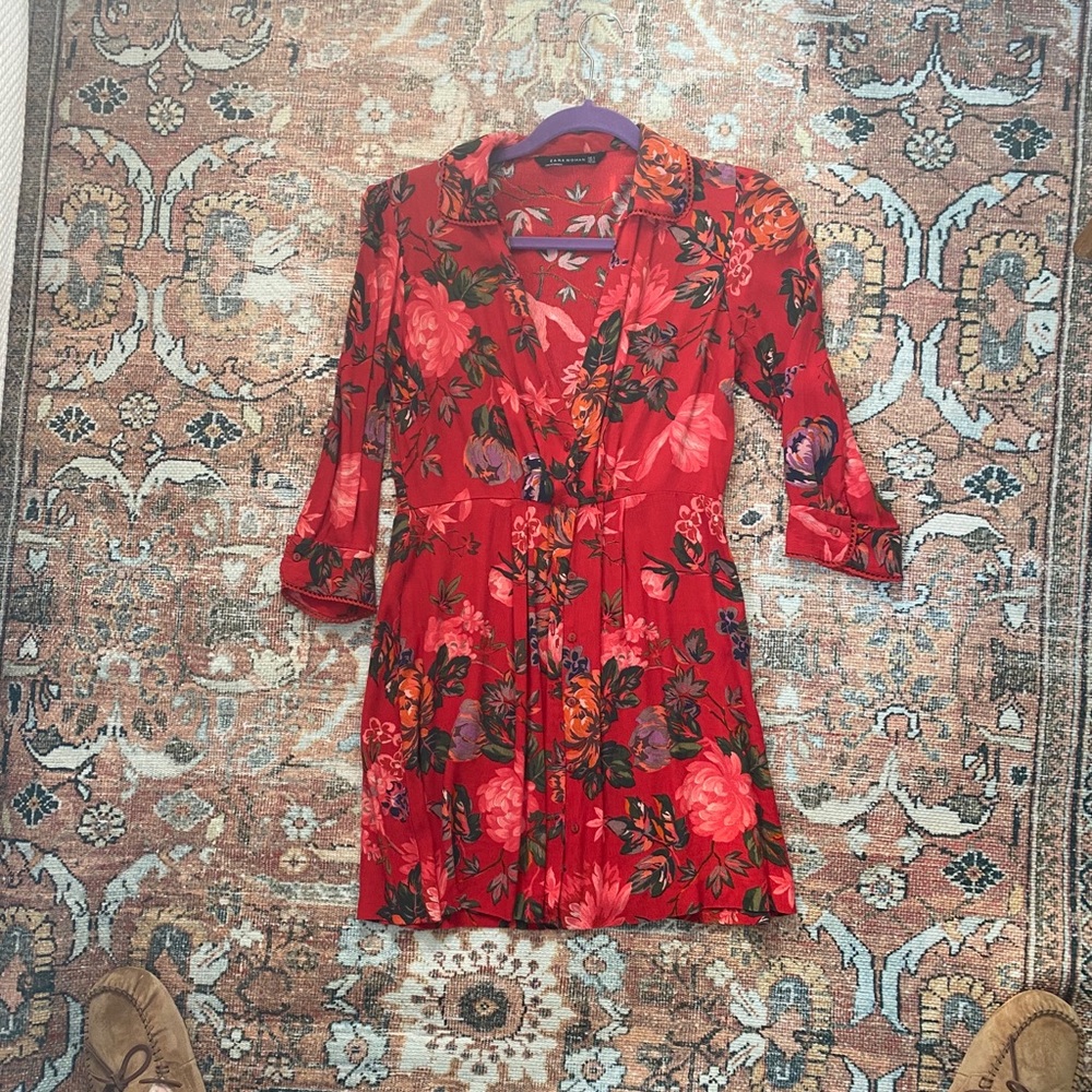 Red floral Zara dress- size small